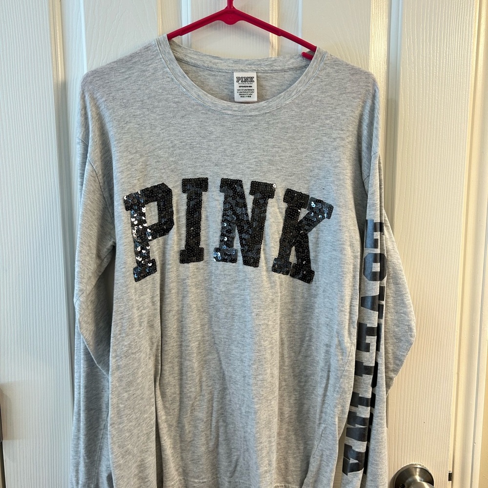 PINK Victoria's Secret Gray Long Sleeve Tee